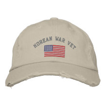 Korean Vet with American Flag Embroidered Baseball Cap
