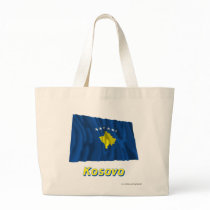 Kosovo Waving Flag with Name Tote Bags