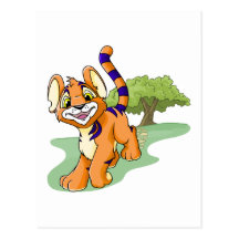 Kougra orange aventureux sur l'île de mystère cartes postales