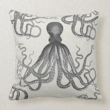 Kraken - Black Giant Octopus / Cthulu Throw Pillows