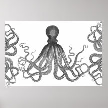 Kraken - poulpe géant noir/Cthulu Posters