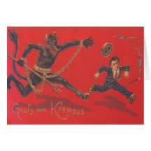 Krampus Chasing Child Greeting Card