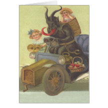 Krampus Obducting Little Girls In Car Card