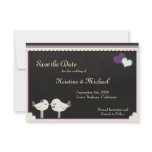 Kris Violet Teal Love Birds Save the Date invitations
