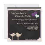 Kris Violet Teal Love Birds Wedding Invite invitations