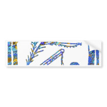 Krishna - Flute, Peacock Feather n Buttermilk Bumper Stickers