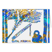 Krishna - Flute, Peacock Feather n Buttermilk Card