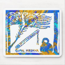 Krishna - Flute, Peacock Feather n Buttermilk Mouse Pad