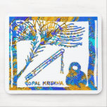 Krishna - Flute, Peacock Feather n Buttermilk mousepads