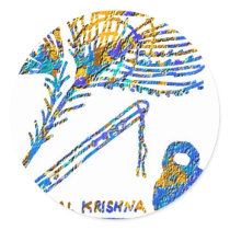 Krishna - Flute, Peacock Feather n Buttermilk Stickers