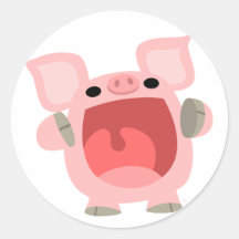 "KROUIK-KROUIK ! ! !" Autocollant mignon de porc d