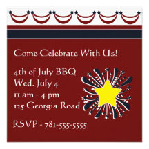 KRW 4th of July Firework Custom Party Invitation