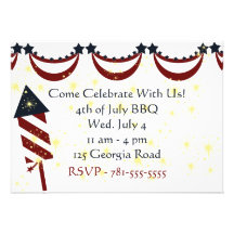 KRW 4th of July Rocket Custom Party Invitation