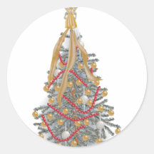 KRW Angel Topped Christmas Tree Round Sticker
