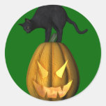 KRW Black Cat Jack O Lantern Halloween Stickers