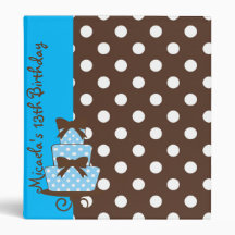 KRW Blue and Brown Polka Dot Keepsake Album ** Vinyl Binders