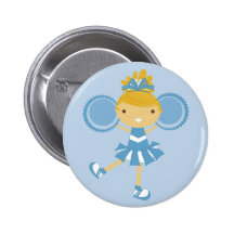 KRW Blue Cheerleader Birthday Party Button