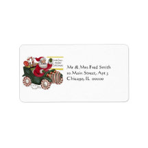 KRW Cartoon Driving Santa Claus Address Label