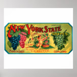 KRW CUSTOM NY State Grapes Vintage Crate Label posters