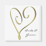 KRW Custom Stylized Gold Heart Wedding Favour Fridge Magnets