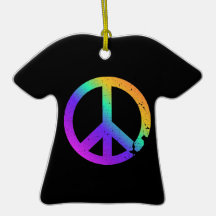 KRW Distressed Rainbow Peace Sign T-Shirt Ornament