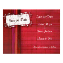 KRW Dramatic Red Stripe Save the Date Custom Announcements
