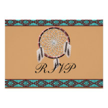 KRW Dreamcatcher Native American Wedding RSVP Personalized Invites