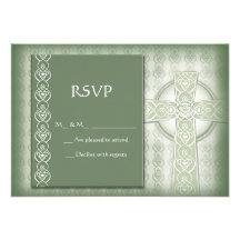 KRW Elegant Celtic Cross Irish RSVP Personalized Invitations