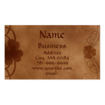 KRW Elegant Celtic Shamrock Parchment Custom Business Card