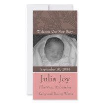 KRW Elegant Pink Custom Photo Birth Announcement
