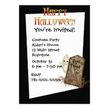 KRW Ghost Tombstone Custom Halloween Invitation