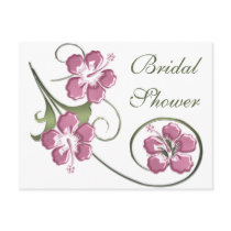 KRW Hibiscus Swirl Custom Bridal Shower Post Cards