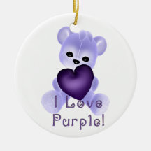 KRW I Love Purple Teddy Bear Ornament