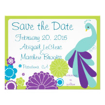 KRW Peacock Floral Custom Save the Date Personalized Invitation