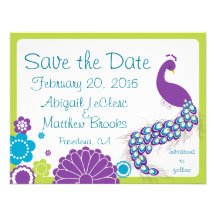 KRW Peacock Floral Custom Save the Date Invites