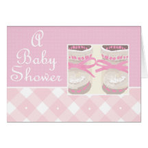 KRW Pink Booties Custom Baby Shower Invitation Cards