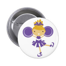 KRW Purple Cheerleader Birthday Party Button