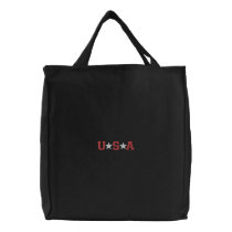 KRW Red and White USA Stars Embroidered Embroidered Bag
