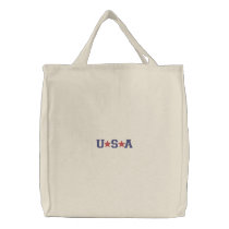 KRW Red White and Blue USA Stars Embroidered Embroidered Tote Bags