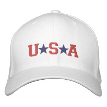 KRW Red White and Blue USA Stars Embroidered Embroidered Baseball Cap