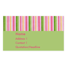 KRW Retro Pink and Green Stripe Business Card