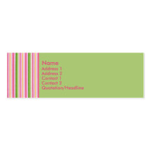 KRW Retro Pink and Green Stripe Profile Card Business Card Template