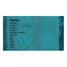 KRW Teal Swirls and Sparkles Business Card Template