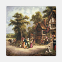 KRW Village Scene Vintage Magnet