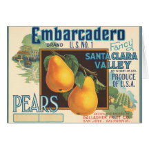 KRW Vintage Embarcadero Pears Crate Label Greeting Card