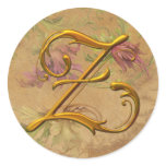 KRW Vintage Floral Gold Z Monogram Wedding Seal stickers