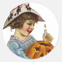 KRW Vintage Girl and Jack O' Lantern Sticker