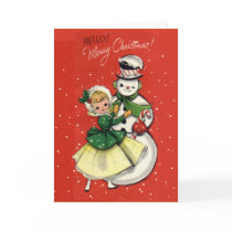 KRW Vintage Girl and Snowman Card - Customized