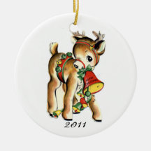 KRW Vintage Reindeer Dated Christmas Ornament