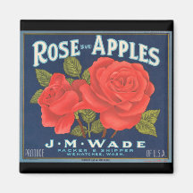 KRW Vintage Rose Apples Fruit Crate Label Magnet